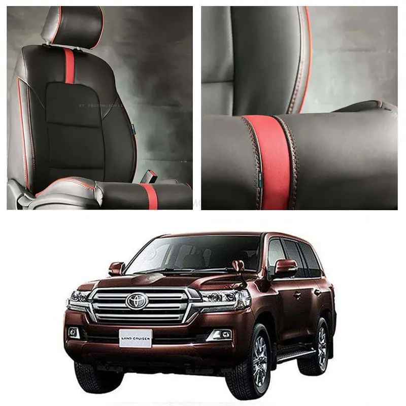 Toyota Land Cruiser Type R Black Red Seat Covers 2015 - 2021 1