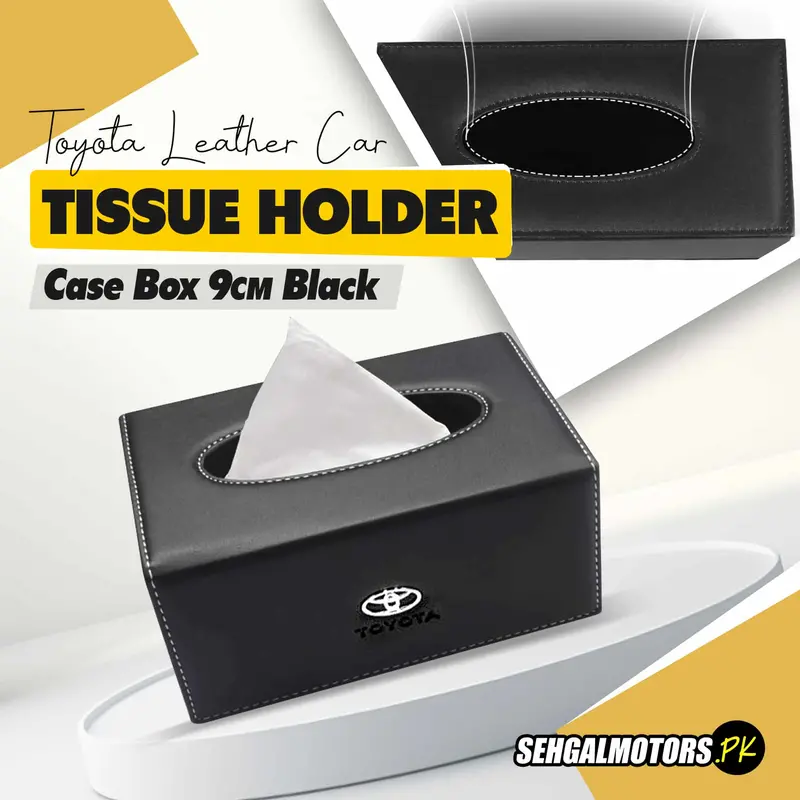Toyota Leather Car Tissue Holder Case Box 9Cm Black 1