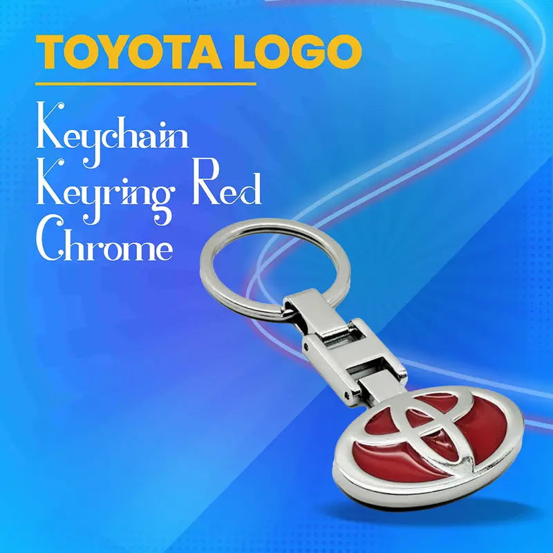 Toyota Logo Keychain Keyring Red Chrome - Red 1