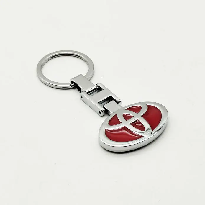 Toyota Logo Keychain Keyring Red Chrome - Red 2