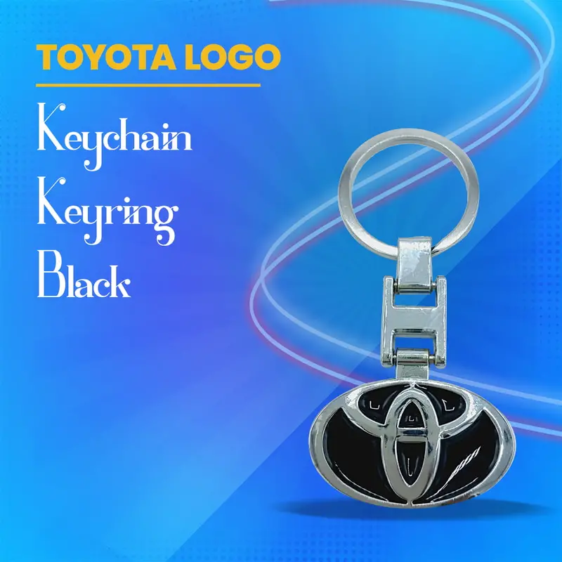 Toyota Logo Metal Keychain Keyring – Black With Chrome 1