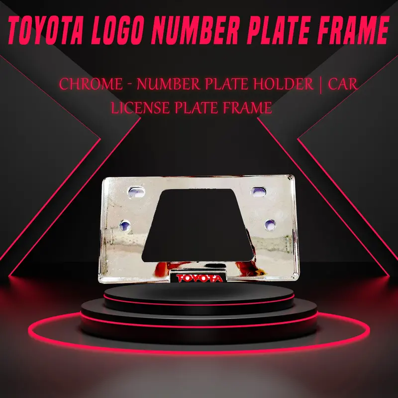 Toyota Logo Number Plate Frame Chrome - Number Plate Holder | Car License Plate Frame 1