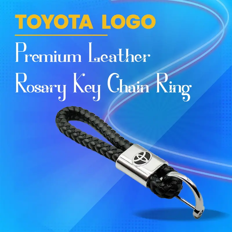 Toyota Logo Premium Braided Leather Keychain Ring 1