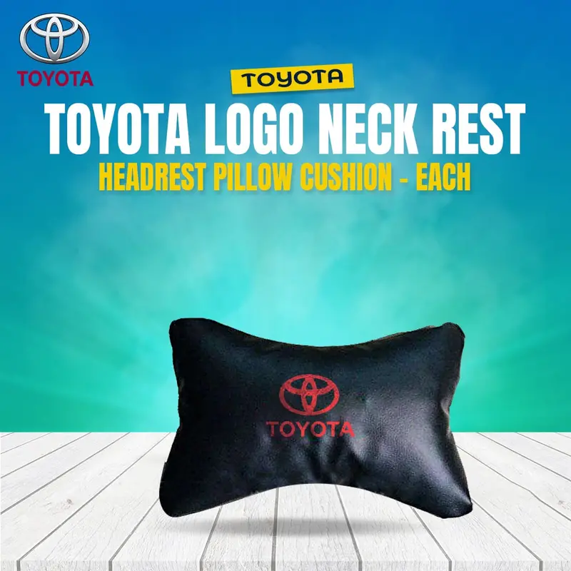 Toyota Logo Soft Fabric Neck Rest Headrest Pillow Cushion Black Color - Each 1