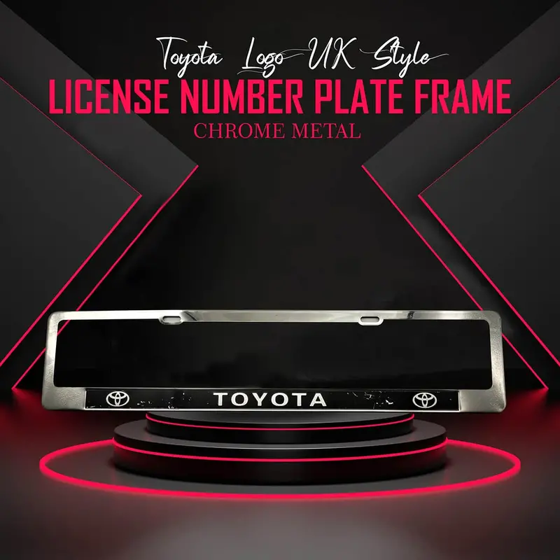 Toyota Logo Uk Style Chrome Metal License Number Plate Frame 1