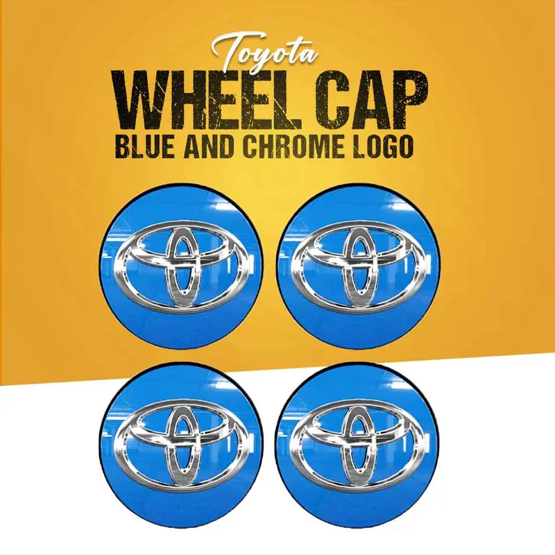 Toyota Logo Wheel Hub Covers Blue And Chrome 1