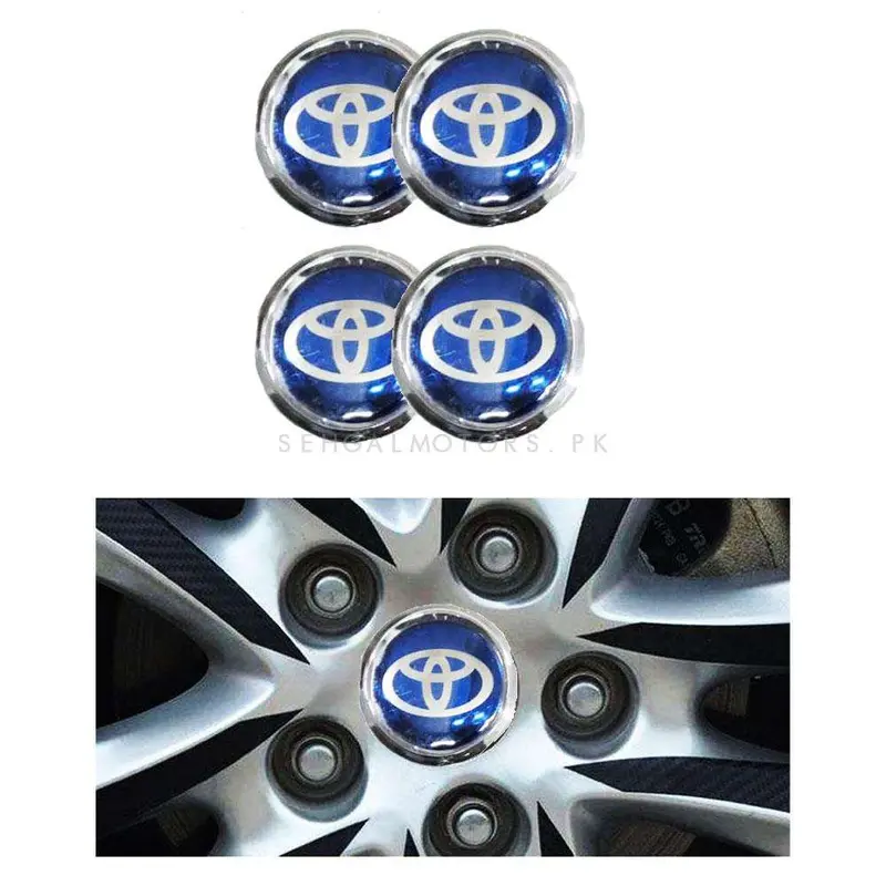 Toyota Logo Wheel Hub Covers Blue And Chrome 2