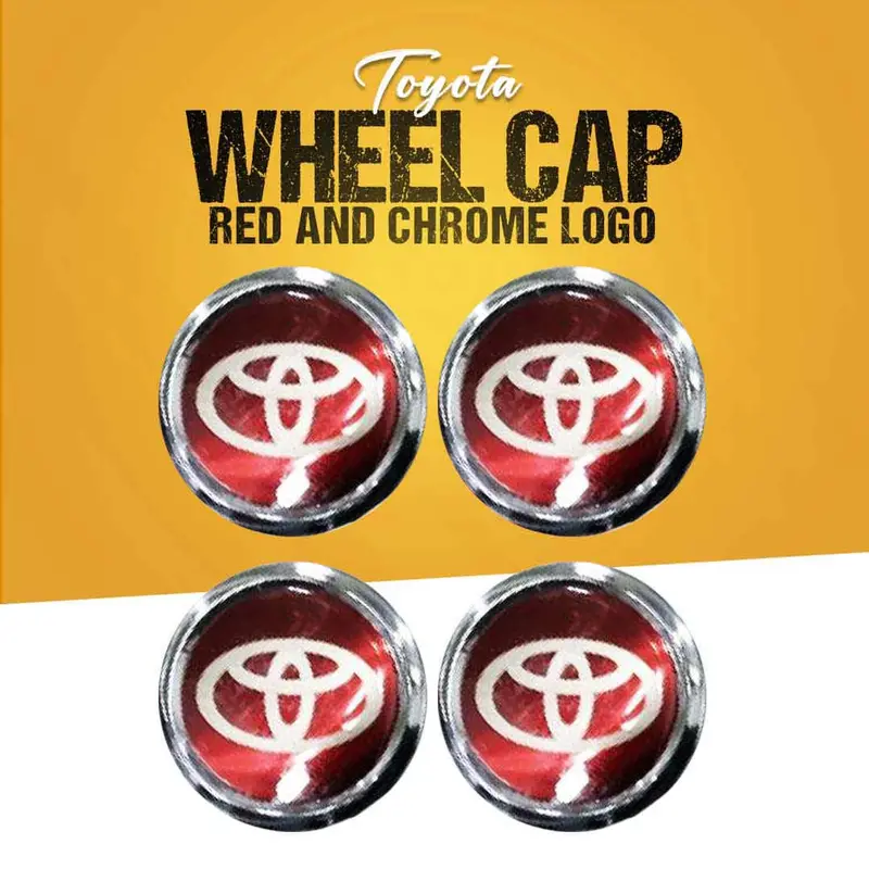 Toyota Logo Wheel Hub Covers Red And Chrome 1