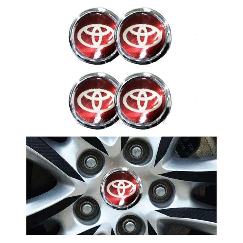 Toyota Logo Wheel Hub Covers Red And Chrome 2