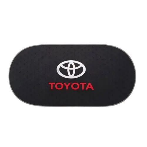 Toyota Logo White And Red Oval Shape Anti-Skid Nonslip Dashboard Mats - Black 2