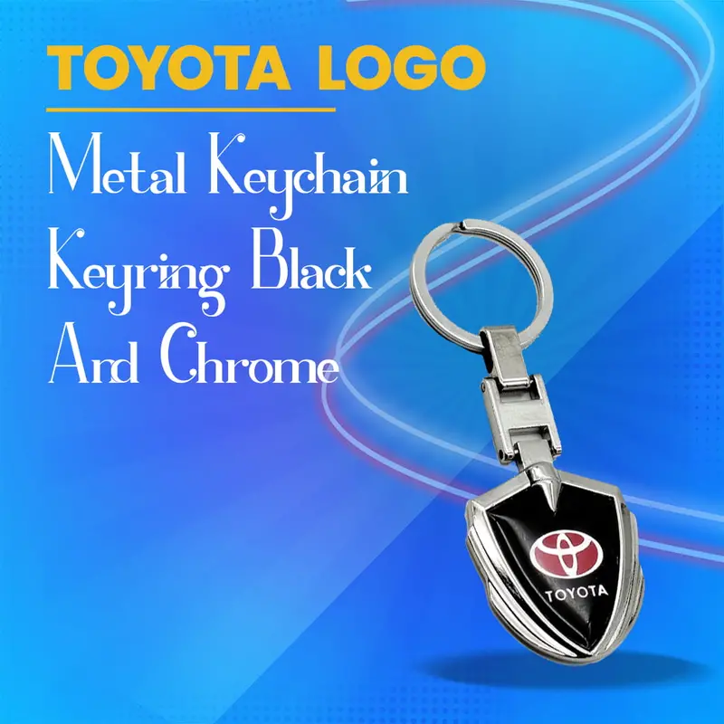 Toyota Metal Keychain Badge Style Black With Chrome Keyring 1
