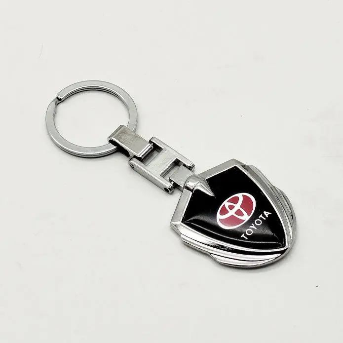 Toyota Metal Keychain Badge Style Black With Chrome Keyring 2