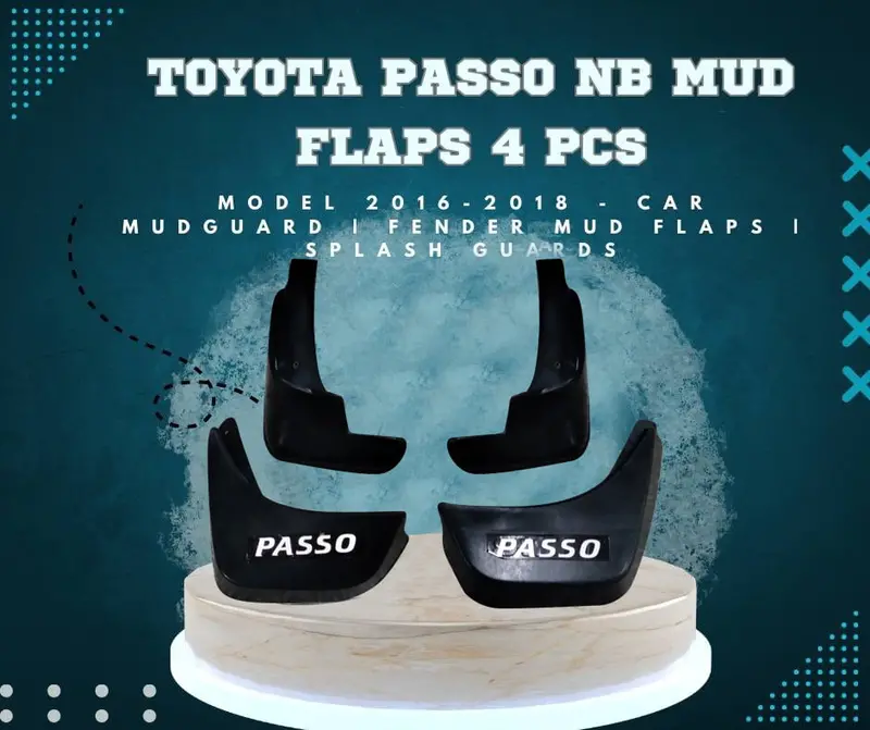 Toyota Passo Mud Flaps 4 Pcs 2016 - 2019 - Car Mudguard | Fender Mud Flaps | Splash Guards 1