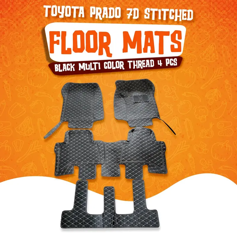 Toyota Prado 7D Floor Mats - Black - 4 Pcs Set 2009 - 2021 1