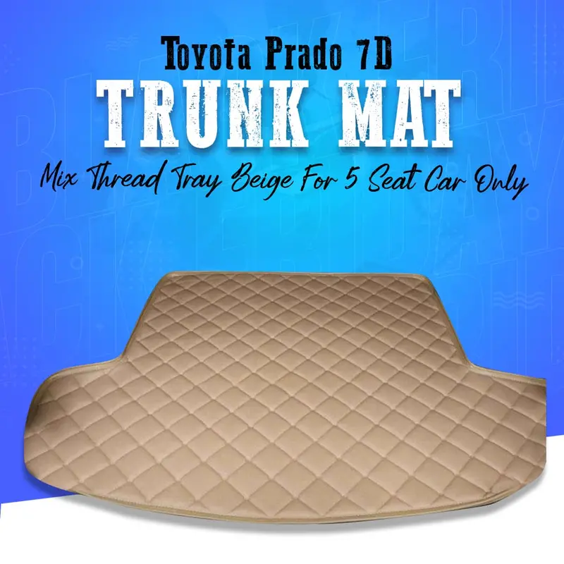 Toyota Prado 7D Trunk Mat Mix Thread Tray Beige 2009 - 2021 - 5 Seat Car Only Cargo Boot Liner Diggi Protection Tray Cover 1