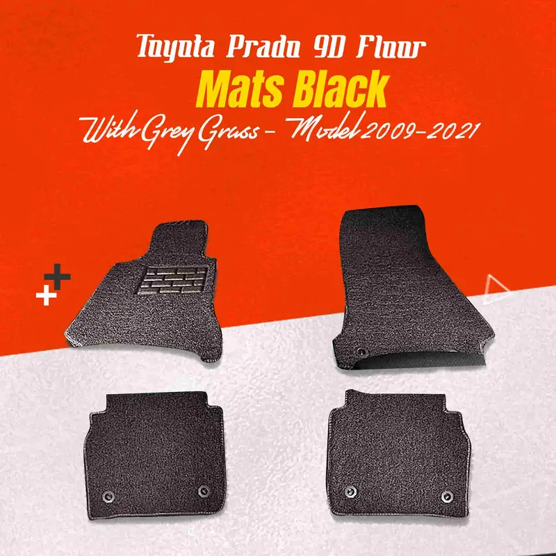 Toyota Prado 9D Floor Mats Mix Thread  Grass 2009 - 2021 - Black With Grey 1