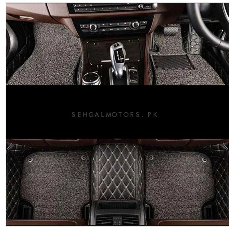 Toyota Prado 9D Floor Mats Mix Thread Grass 2009 - 2021 - Black With Grey 2