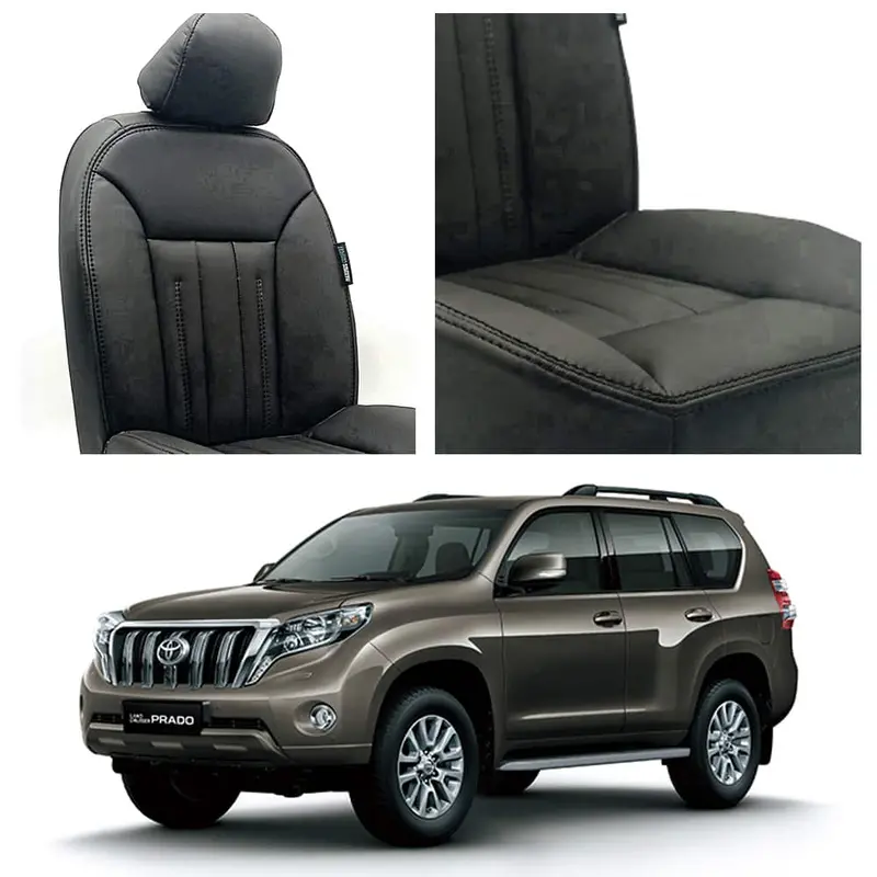 Toyota Prado Audi Design Black Seat Covers 2009 - 2018 1