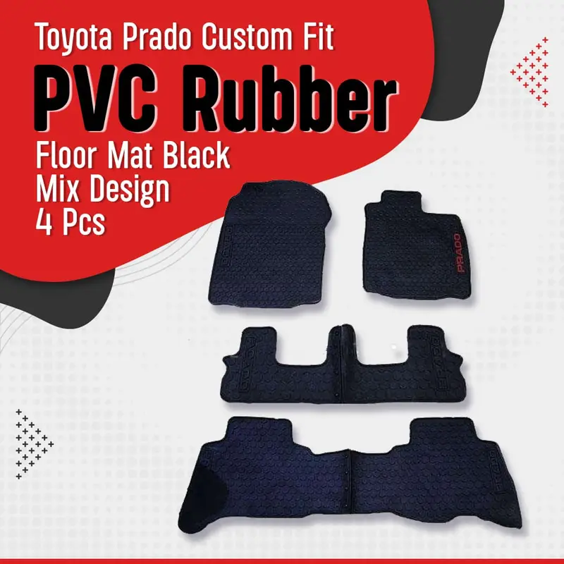Toyota Prado Custom Fit Pvc Rubber Floor Mat Black Mix Design 2009 - 2021 - 4 Pcs 1