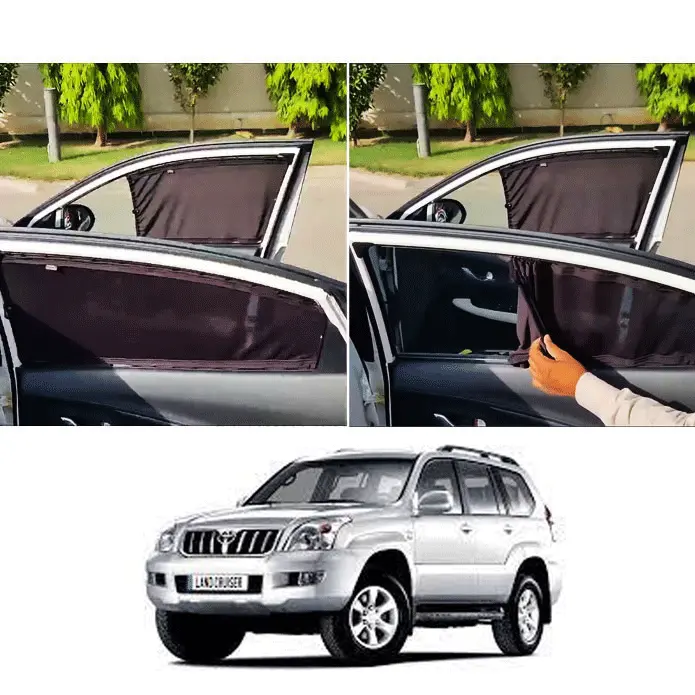 Toyota Prado Custom Fit Retractable Curtains 2002 - 2009 - Sun Shade - Parda 1