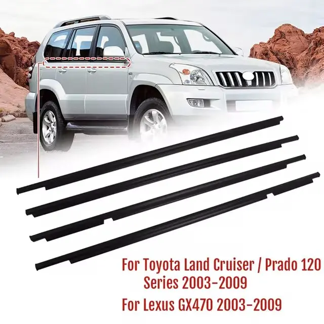 Toyota Prado Fj120 Series Outer Windows Rubber Weather-Strips 4 Pcs 1