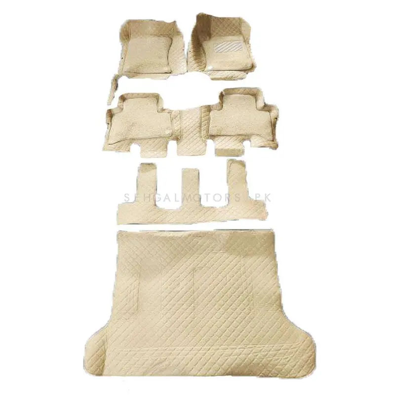 Toyota Prado Fj150 9D Floor Mats Mix Thread Grass 5 Pcs 2009 - 2021 - Beige With Beige 2
