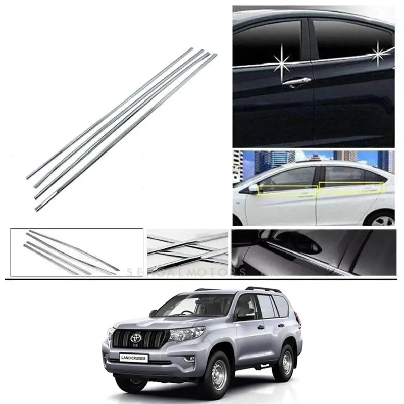 Toyota Prado Fj150 Chrome Window Weather Strips - 4 Pcs - Model 2009-2021 1