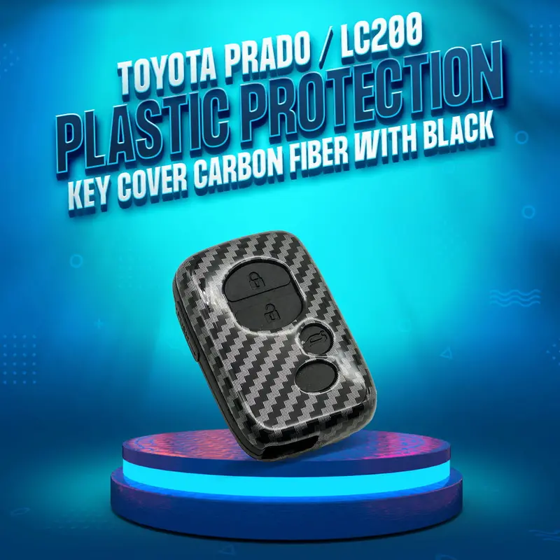 Toyota Prado / Lc200 Plastic Key Cover Carbon Fiber 2009- 2021 - - 3 Buttons - With Black Pvc 1
