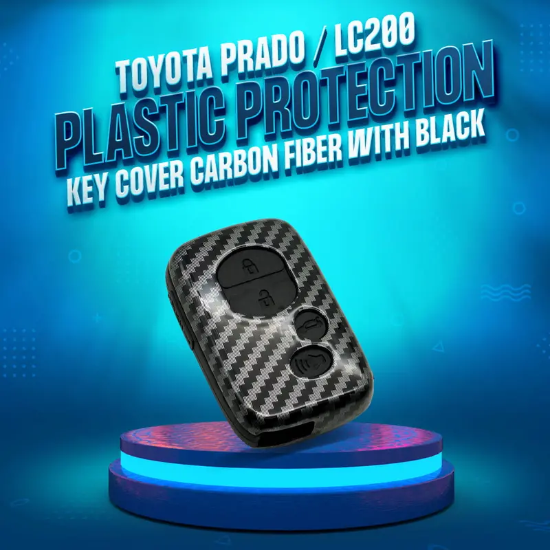 Toyota Prado / Lc200 Plastic Key Cover Pvc 4 Buttons 2009- 2021 - - Carbon Fiber With Black 1