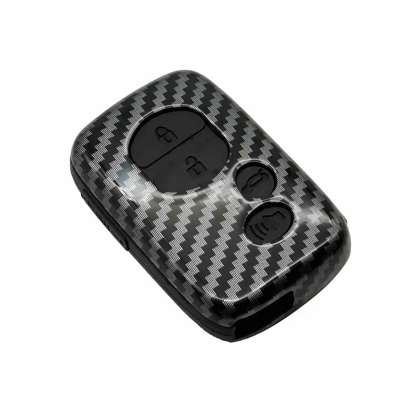 Toyota Prado / Lc200 Plastic Key Cover Pvc 4 Buttons 2009- 2021 - - Carbon Fiber With Black 2