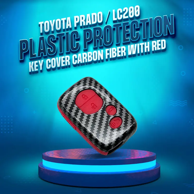 Toyota Prado / Lc200 Plastic Protection Key Cover Carbon Fiber With Red Pvc  4 Buttons - Model 2009 - 2021 1