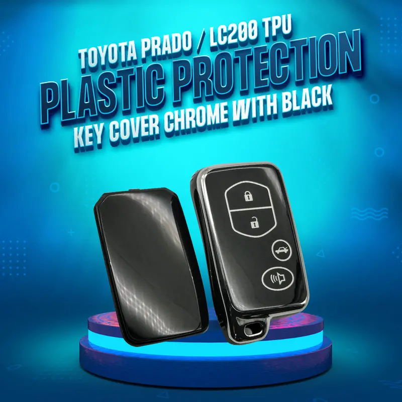 Toyota Prado / Lc200 Tpu Key Cover Chrome Black 4 Buttons 2009-2021 - -- Plastic Protection 1