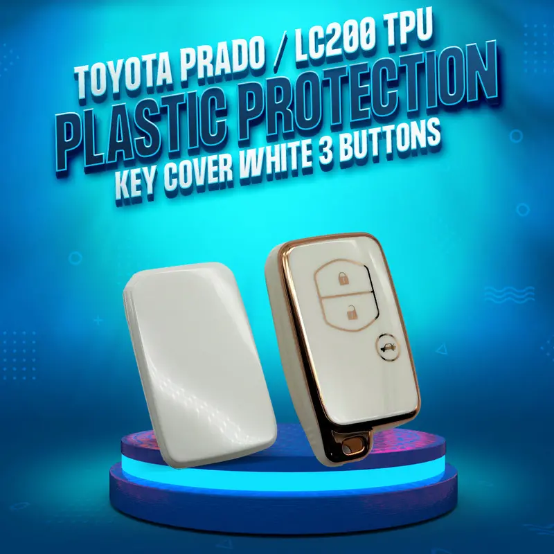 Toyota Prado / Lc200 Tpu Key Cover White 3 Buttons 2009-2021 - -- Plastic Protection 1