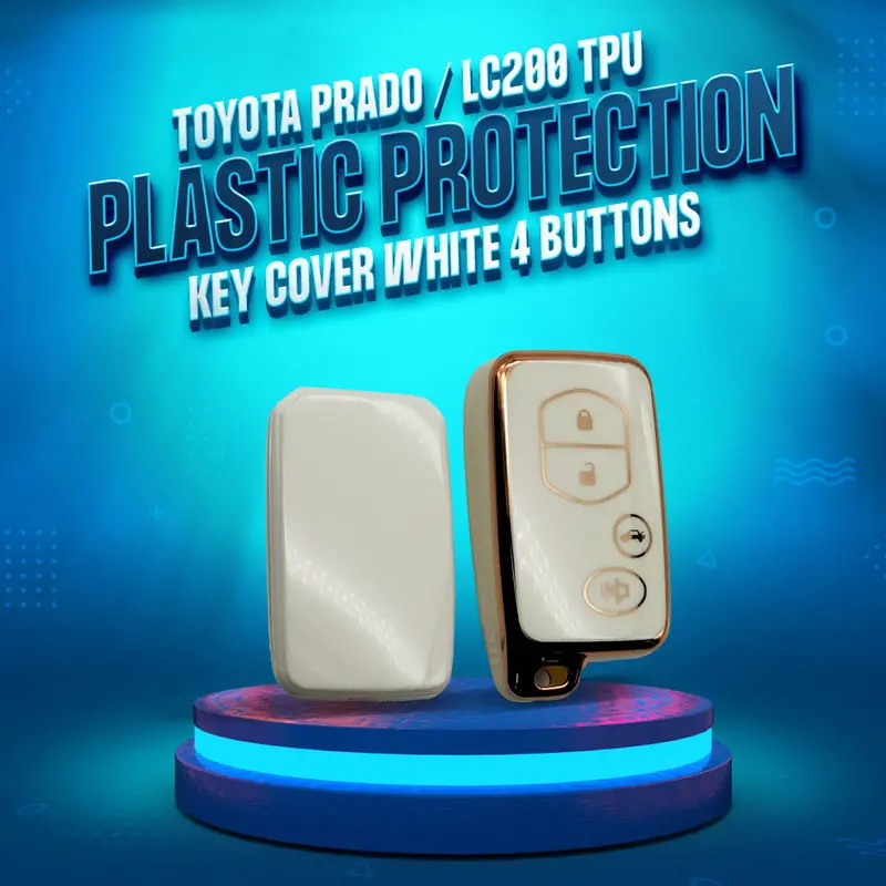 Toyota Prado / Lc200 Tpu Key Cover White 4 Buttons 2009-2021 - Plastic Protection 1