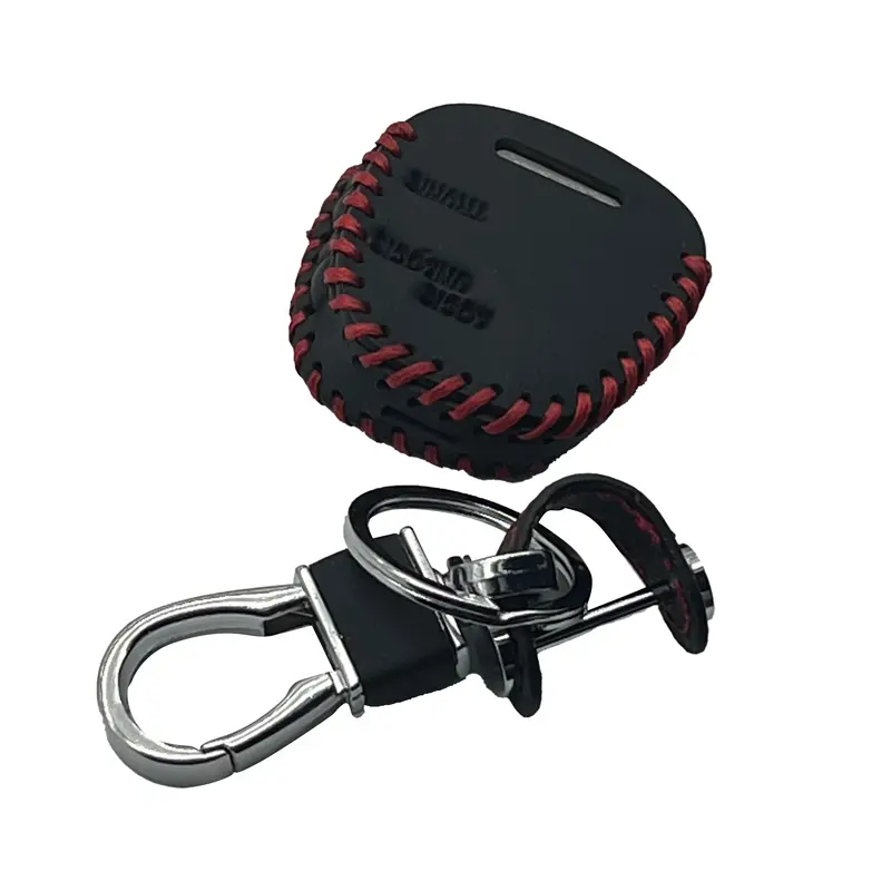 Toyota Prado Leather Key Cover 3 Buttons With Key Chain 2002 - 2009 - - Ring Black 2