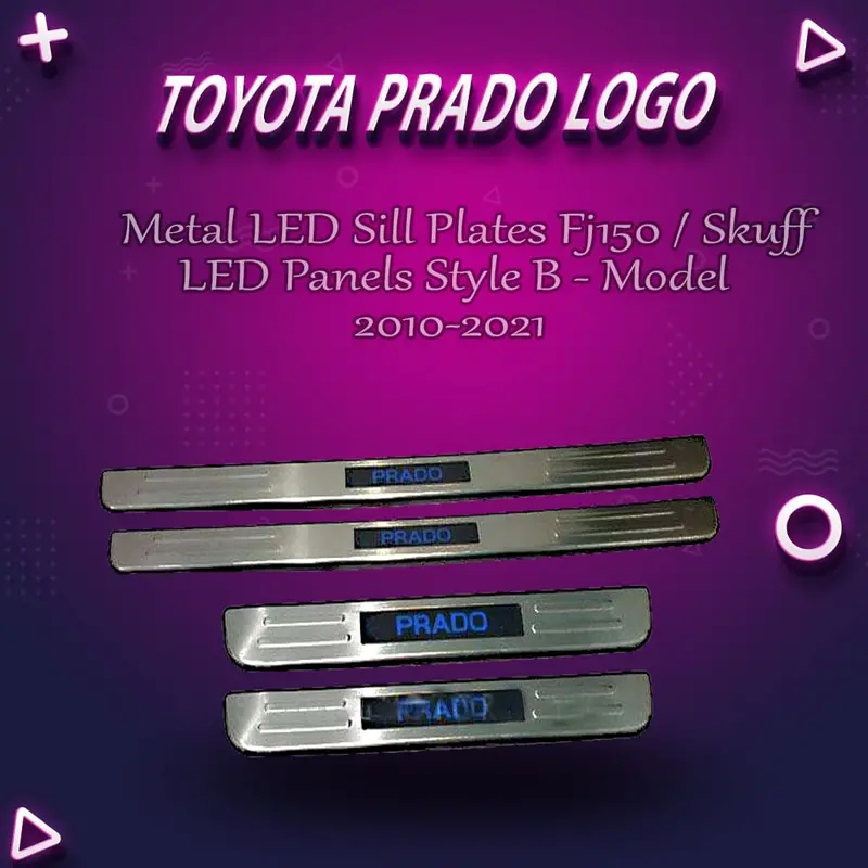 Toyota Prado Metal Led Sill Plates Fj150 / Skuff Led Panels Style B - Model 2010-2021 1