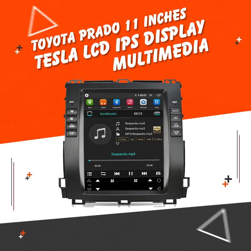 Toyota Prado Tesla Lcd Black 11 Inches 2002 - 2009 - Ips Display Multimedia System Android 1