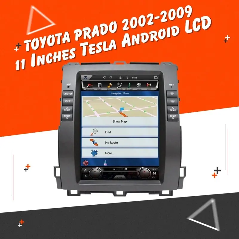 Toyota Prado Tesla Lcd Black 11 Inches Low Version 2002 - 2009 - Ips Display Multimedia System Android 1