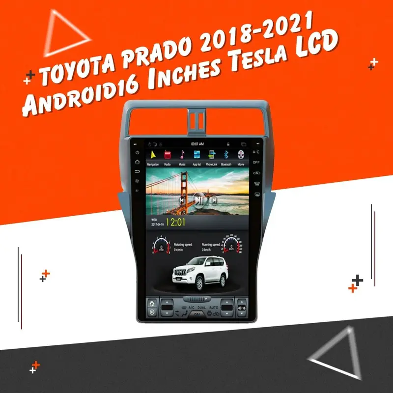 Toyota Prado Tesla Lcd Silver 16 Inches 2018 - 2022 - Ips Display Multimedia System Android 1