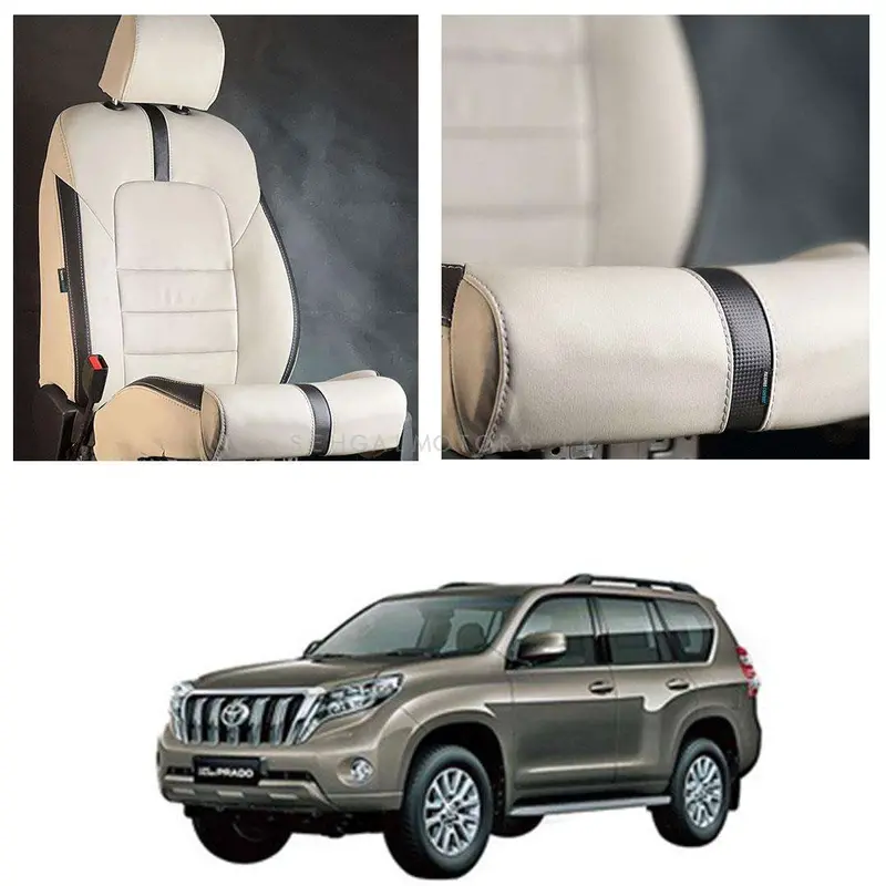 Toyota Prado Type R Beige Black Seat Covers 2009 - 2018 1