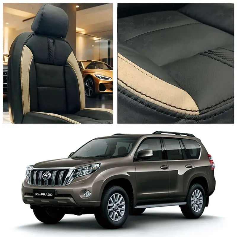 Toyota Prado Type R Black Beige Seat Covers 2009 - 2018 1