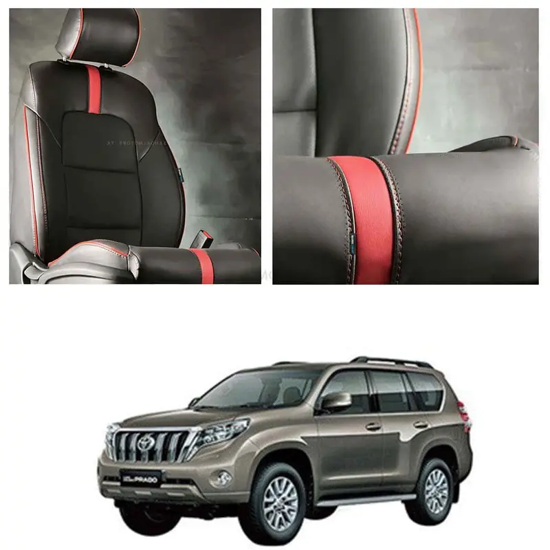 Toyota Prado Type R Black Red Seat Covers 2009 - 2018 1