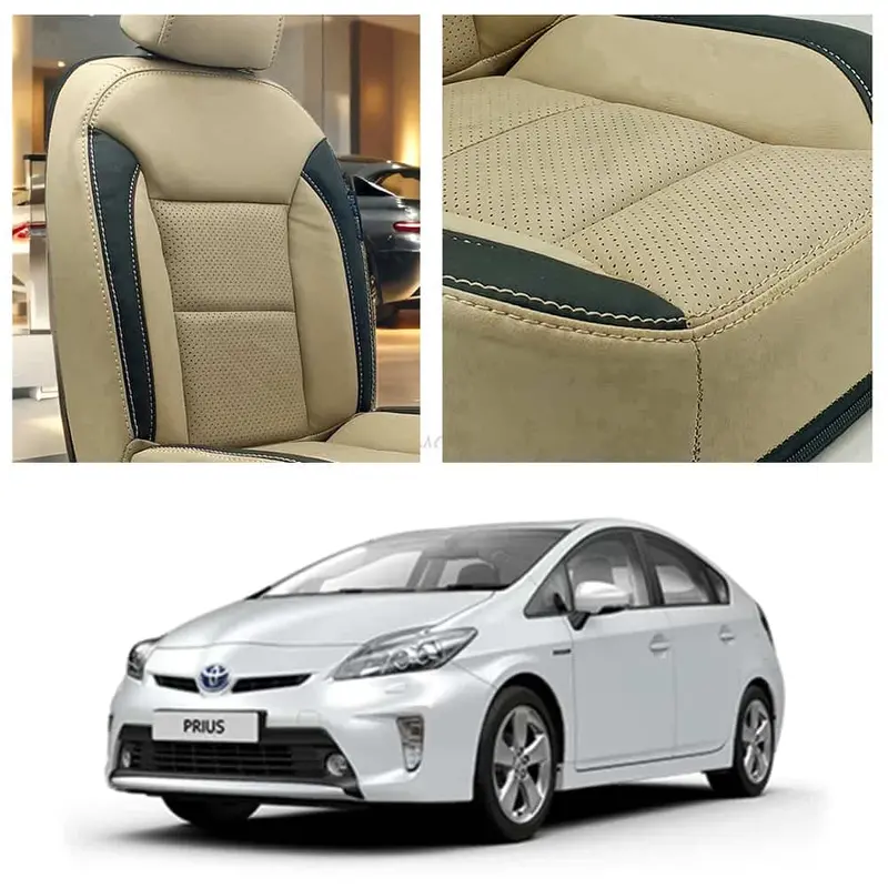 Toyota Prius Breathable Beige Black Seat Covers 2009 - 2015 1