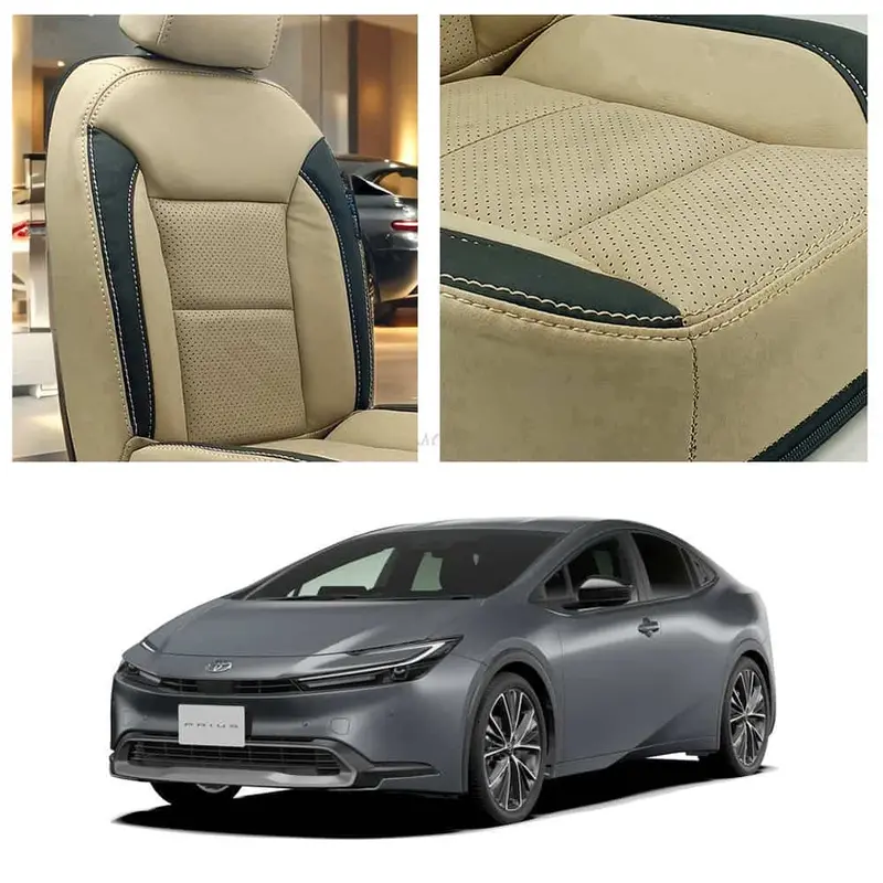 Toyota Prius Breathable Beige Black Seat Covers 2025 - 2026 1