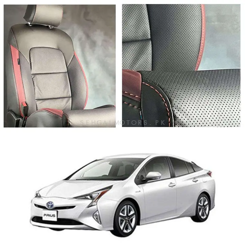 Toyota Prius Breathable Black Red Seat Covers 2016 - 2018 1