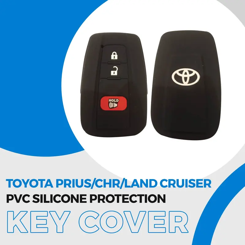 Toyota Prius/Chr/Land Cruiser Pvc Silicone Protection Key Cover Black - 3 Button 1