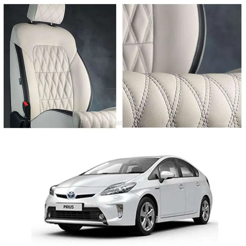 Toyota Prius Diamond Cut Beige Black Seat Covers 2009 - 2015 1