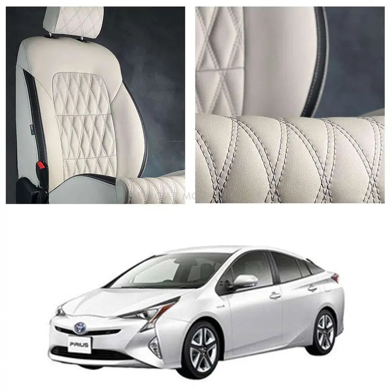 Toyota Prius Diamond Cut Beige Black Seat Covers 2016 - 2018 1