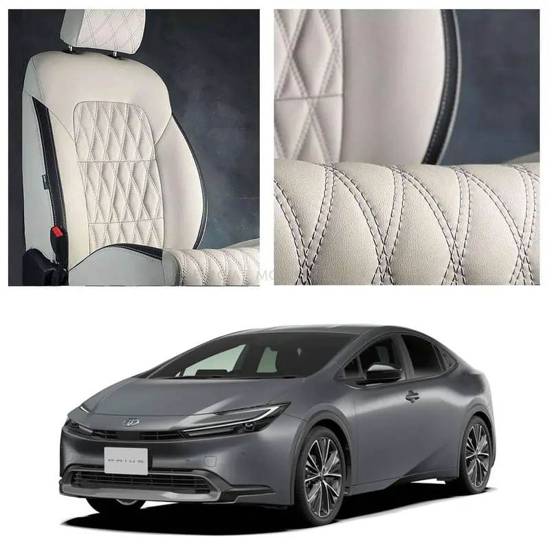 Toyota Prius Diamond Cut Beige Black Seat Covers 2025 - 2026 1