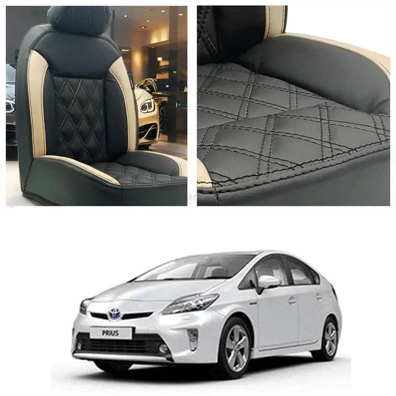 Toyota Prius Diamond Cut Black Beige Seat Covers 2009 - 2015 1